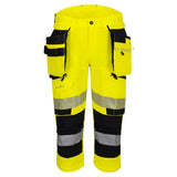 Portwest DX402 DX4 Reflektirajuće radne hlače 3/4 – Žuta/Crna