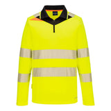 Portwest DX419 DX4 Reflektirajuća polo majica dugih rukava s patentnim zatvaračem – Žuta/Crna