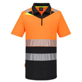 Portwest DX435 DX4 Reflektirajuća polo majica kratkih rukava s patentnim zatvaračem, klasa 1 – Narančasta/Crna