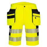 Portwest DX446 DX4 Reflektirajuće kratke radne hlače s visećim džepovima – Žuta/Crna