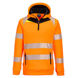 Portwest DX482 DX4 Reflektirajuća majica s kapuljačom i 1/4 patentnim zatvaračem – Narančasta/Crna