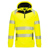 Portwest DX482 DX4 Reflektirajuća majica s kapuljačom i 1/4 patentnim zatvaračem – Žuta/Crna